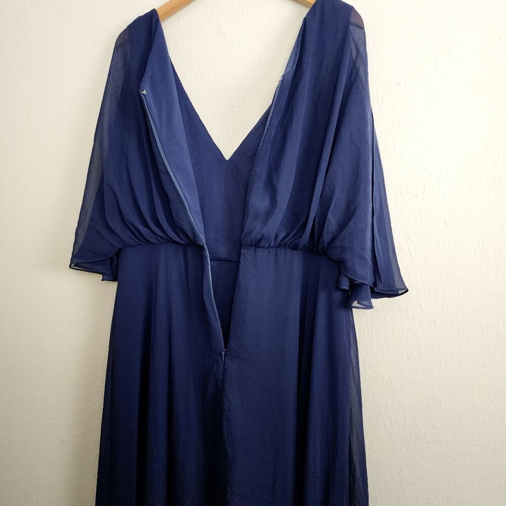 After Six Style 1565 Midnight Navy V-Neck Split Sleeve Chiffon Maxi Dress NWT 18 - Picture 12 of 12